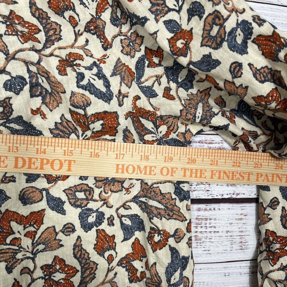 Faherty Odette Linen Top Small Floral Peasant Blouse Boho Cottagecore Button - Picture 10 of 11
